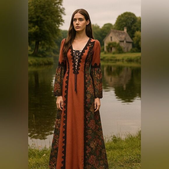 Rare 1969 Jessica McClintock Black Label Renaissance Tapestry Gown Dress Rare 1969 Jessica McClintock Black Label Renaissance Tapestry Gown Dress
